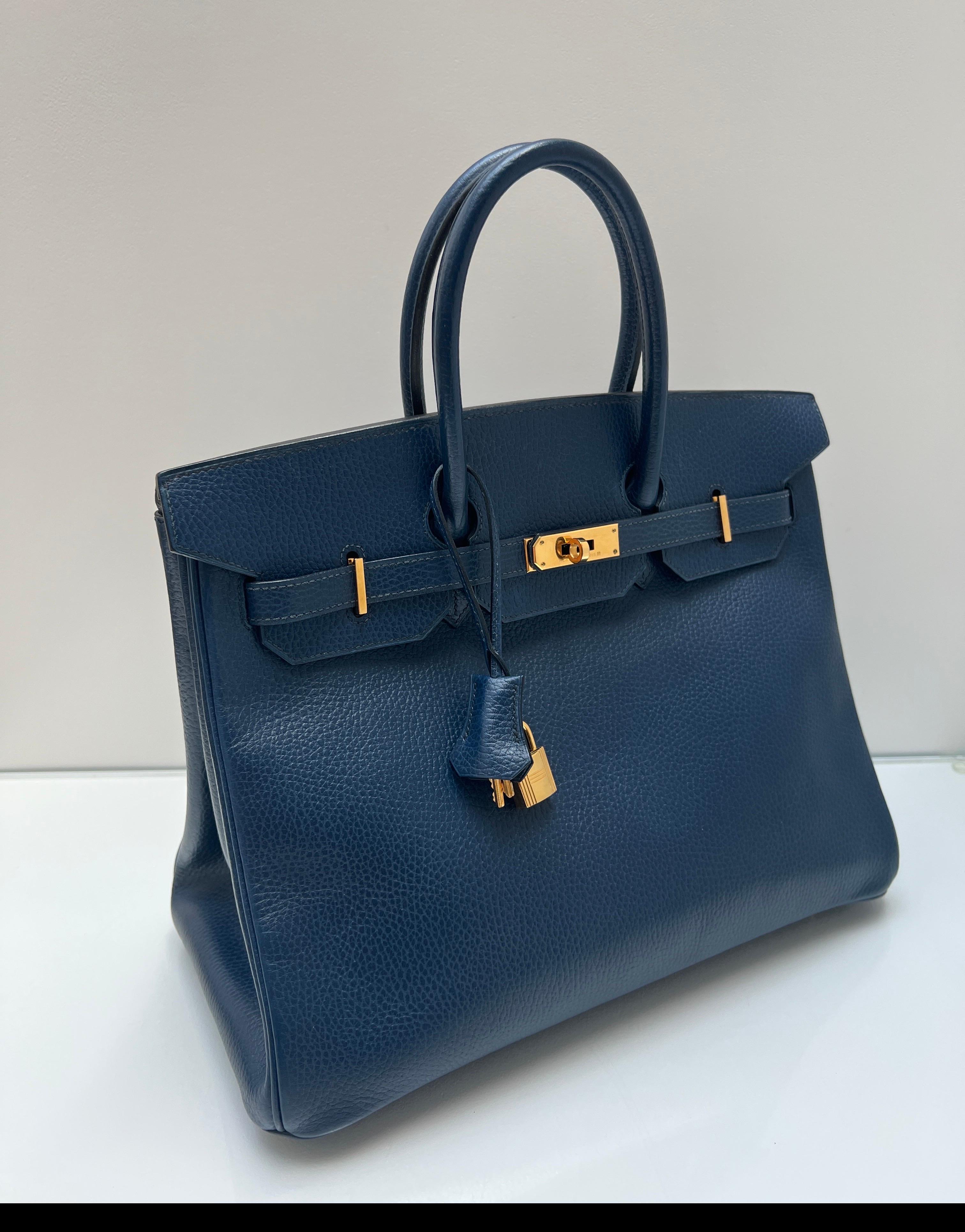 Hermes Sapphire Birkin 35 Bag For Sale 12