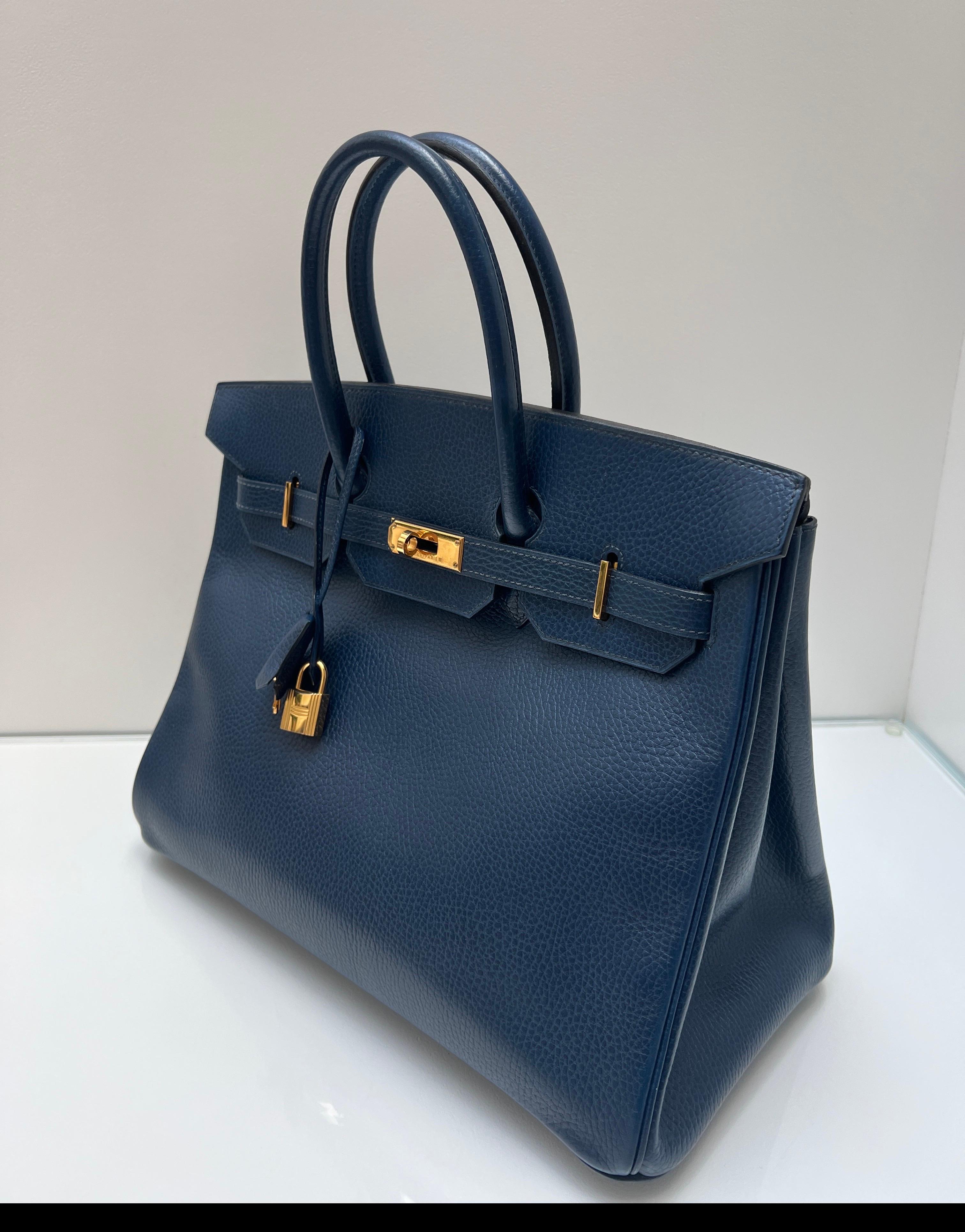 Hermes Sapphire Birkin 35 Bag For Sale 13