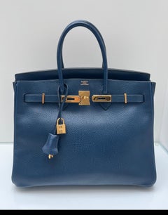 Hermes Sapphire Birkin 35 Bag