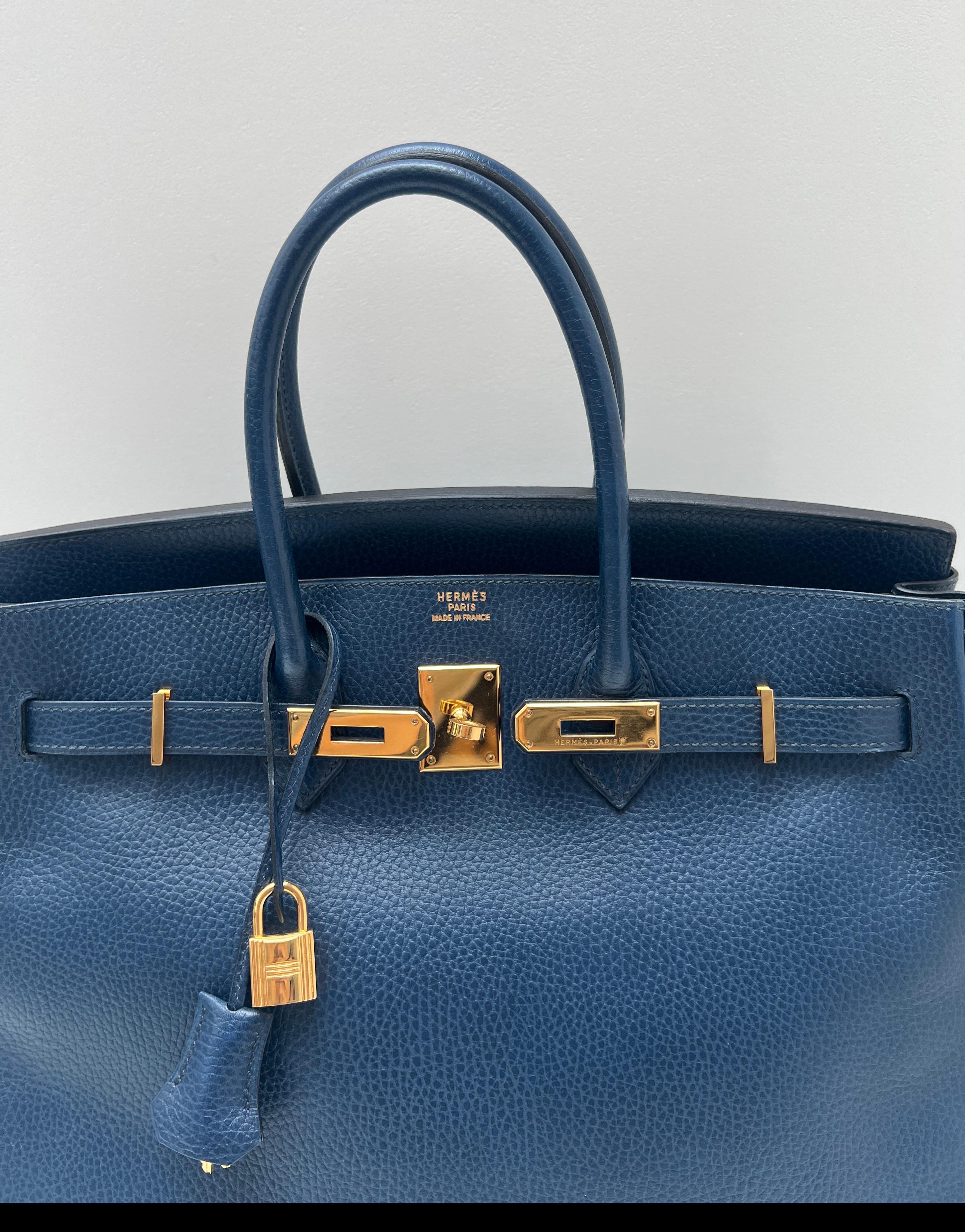 Women's or Men's Hermes Sapphire Birkin 35 Bag For Sale