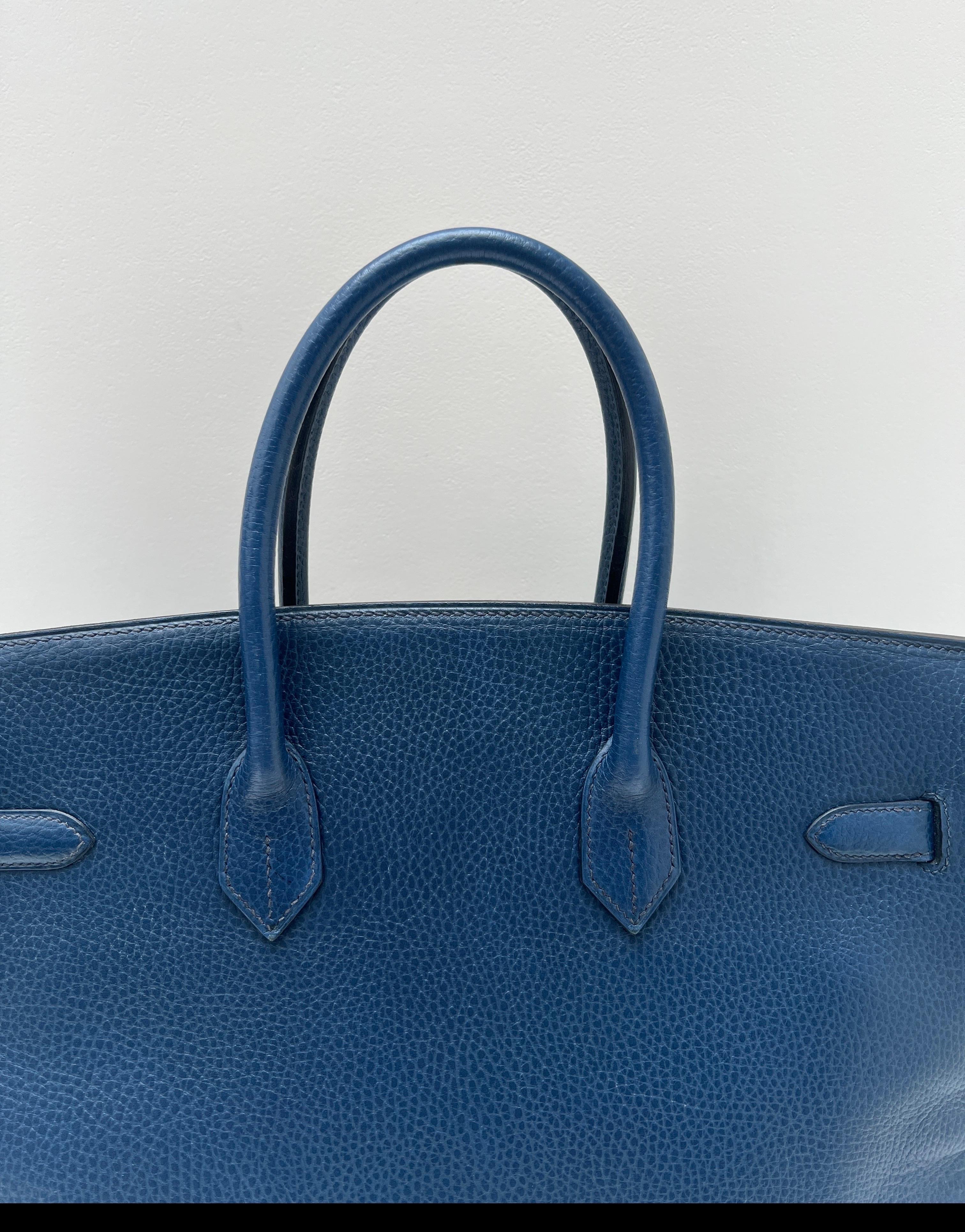 Hermes Sapphire Birkin 35 Bag For Sale 2