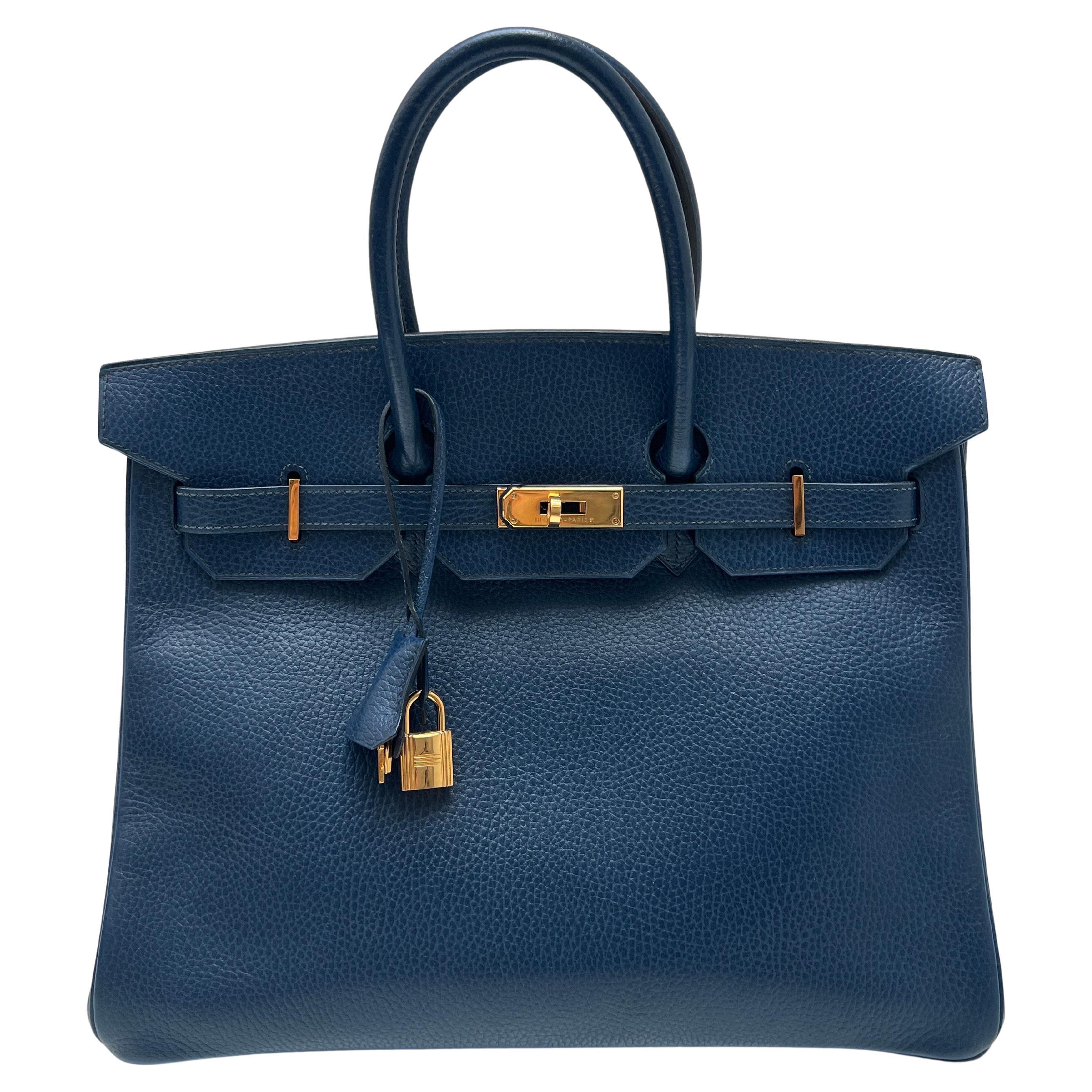 Hermes Sapphire Birkin 35 Bag For Sale