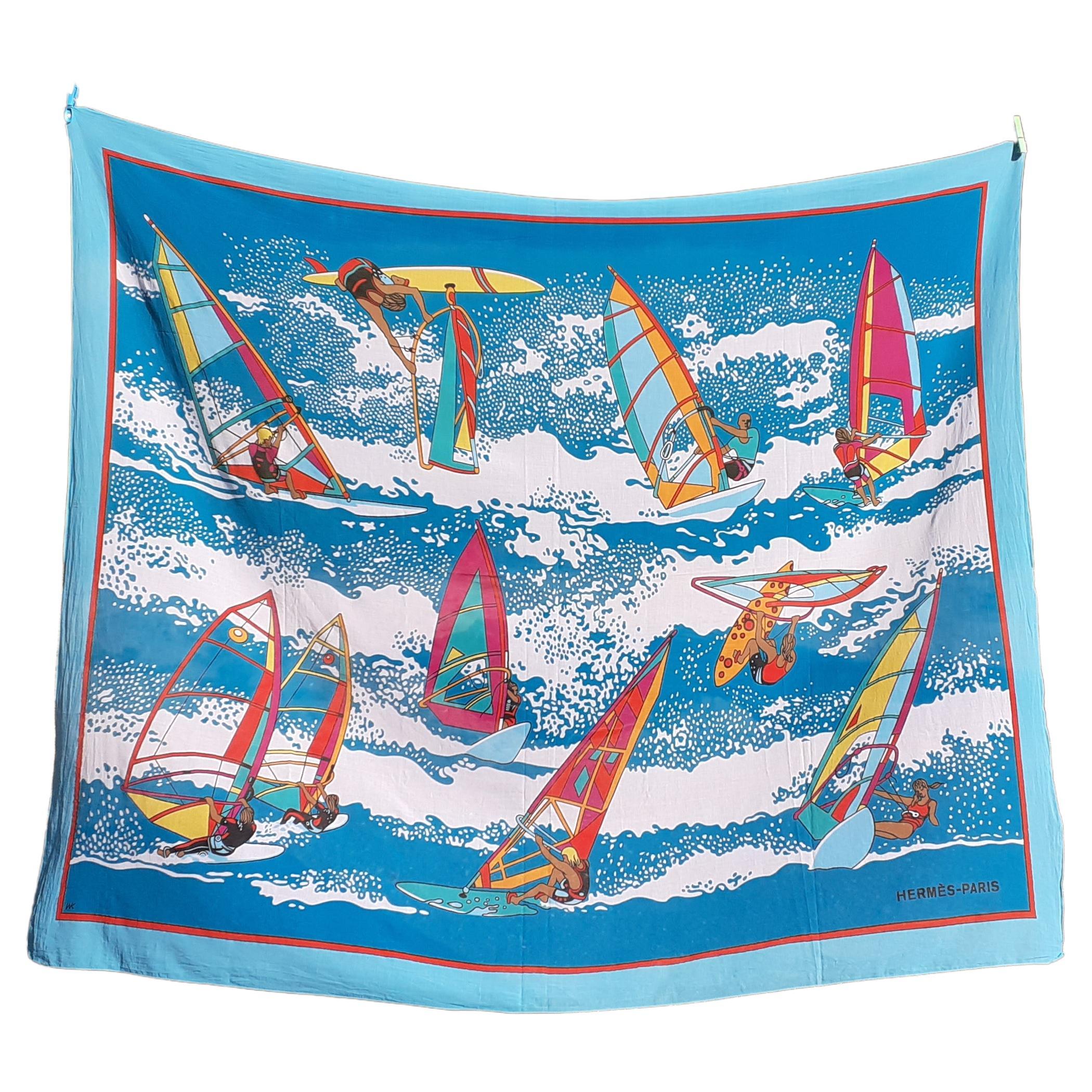 Sarong Hermès Paréo Windsurfers Print en coton en vente