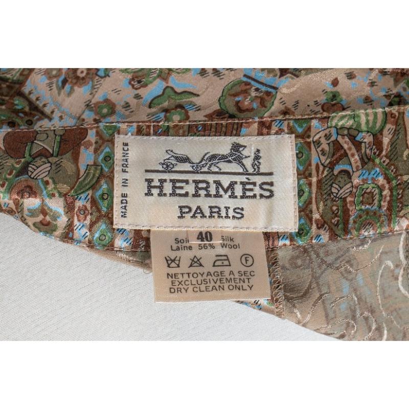 Ensemble satiné en laine et soie Hermès en vente 8