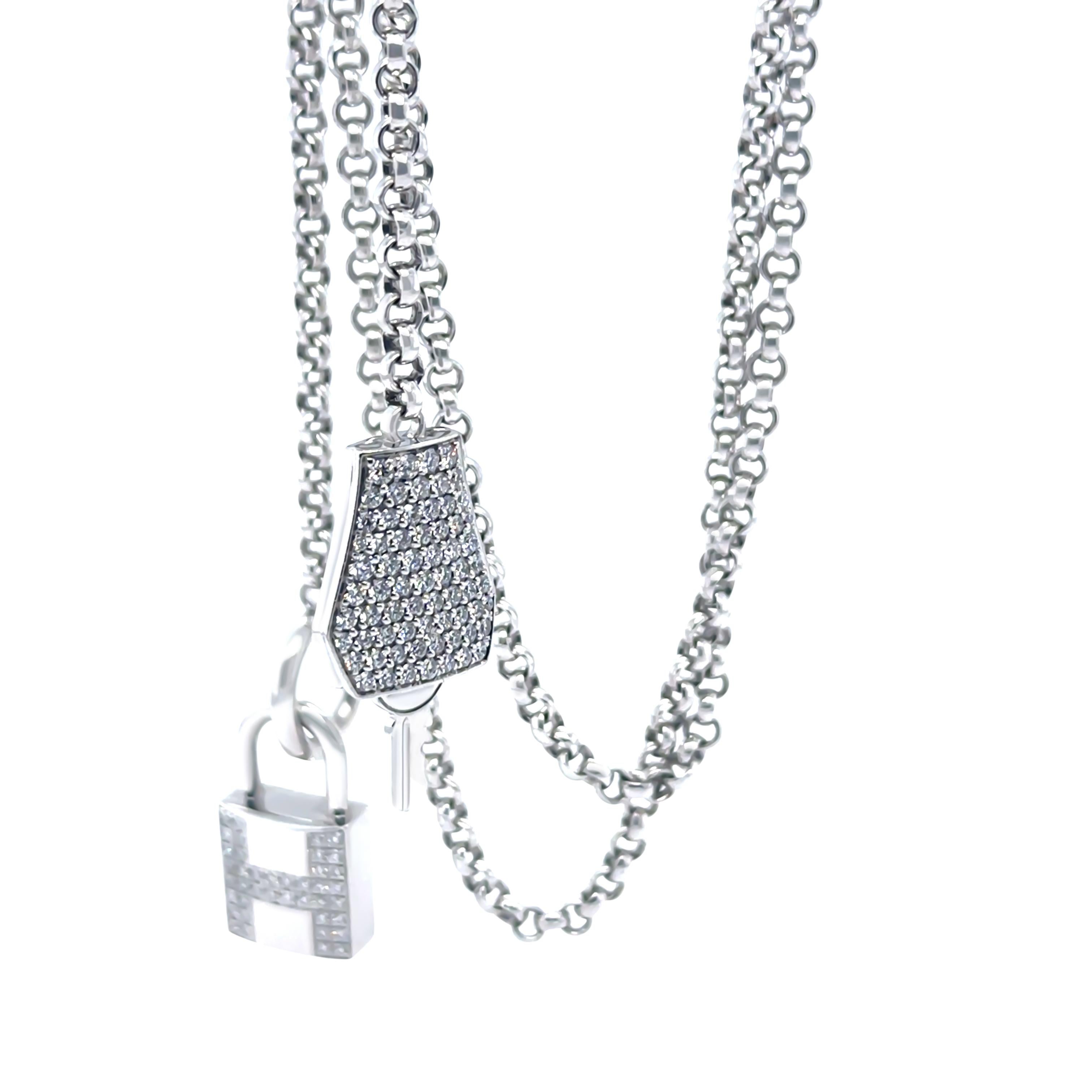 Taglio brillante Hermès Sautoir Kelly Clochette Collana lunga con diamanti 1,83ct 55,65g in vendita