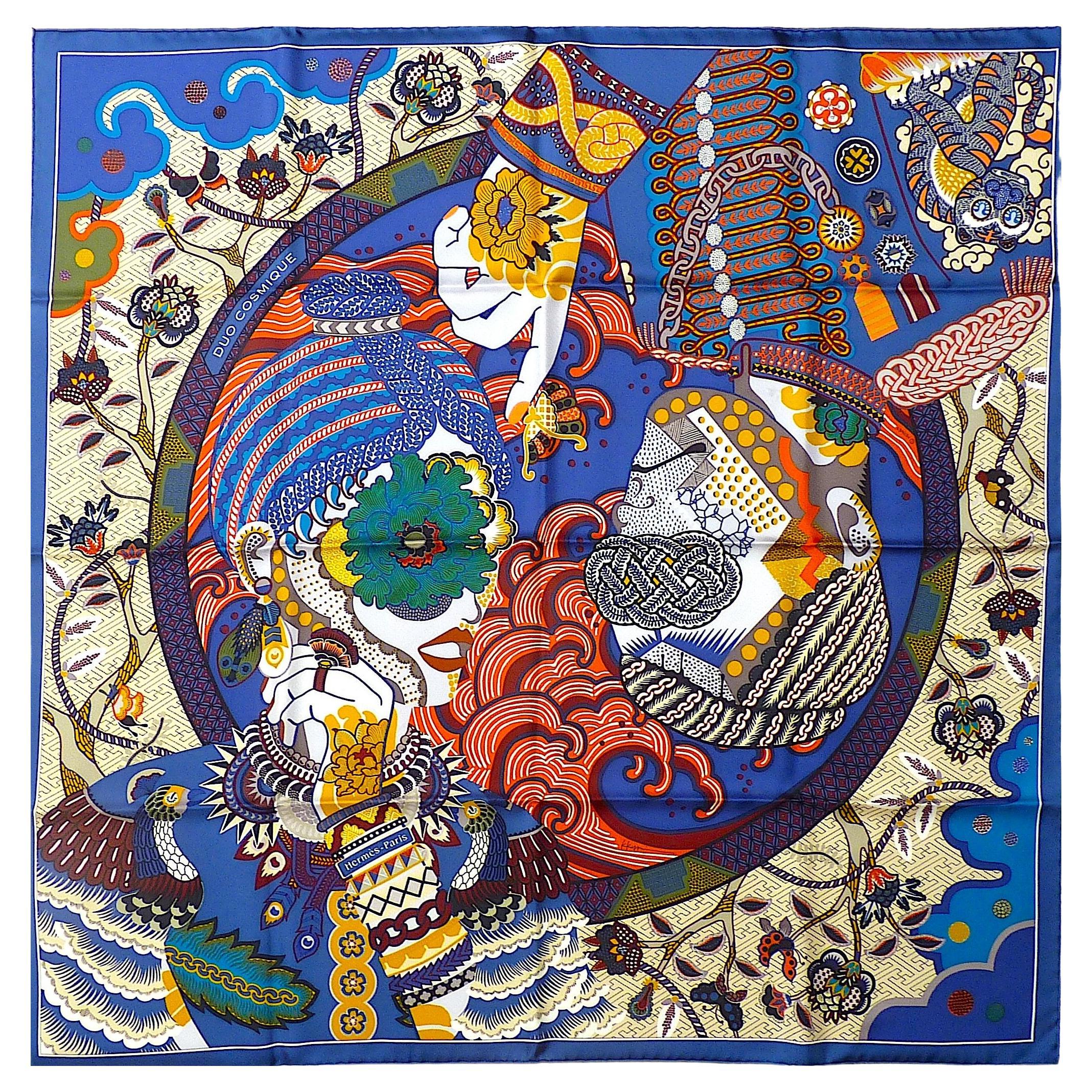 Pañuelo Hermes 35" Nuevo con Caja "Duo Cosmique" de Kohei Kyomori