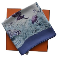 Hermes Scarf 90 CM CARRE SILK WASH EQUATEUR  CL/MARINE/CREME/VIOLE NEW