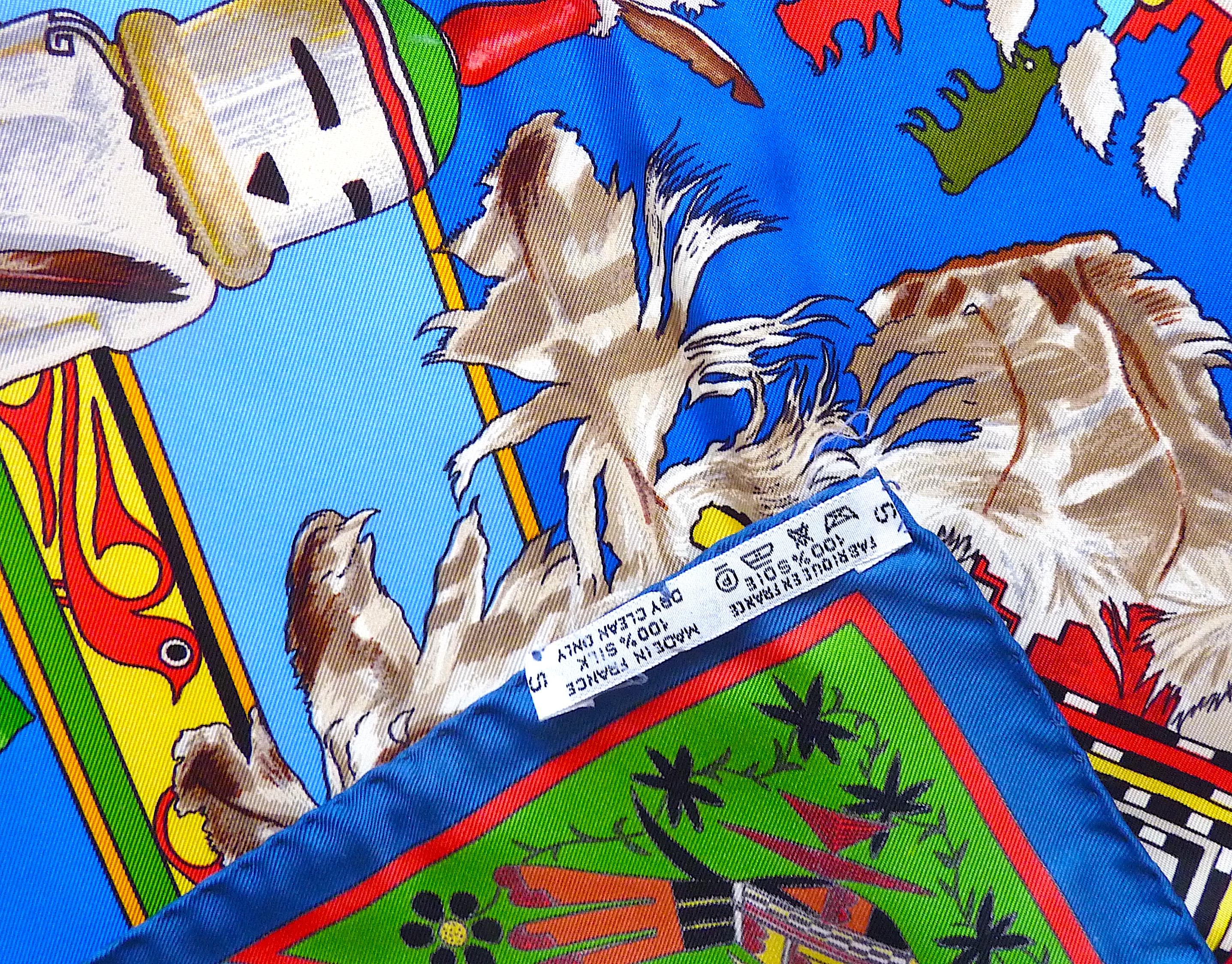 Hermes Scarf 90 cm Kachinas by Kermit Oliver, Perfect Condition with Box For Sale 2