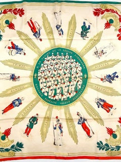 Pañuelo Hermès "A la Gloire de la Légion étrangère" by Hugo Grygkar Circa 1959
