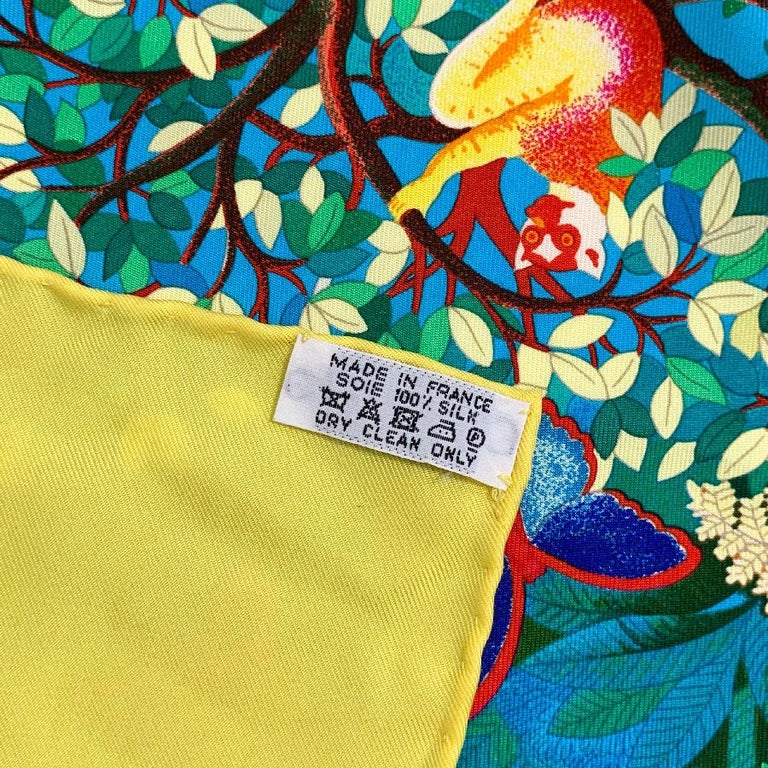 Hermès Scarf 'Au coeur de la Vie' in Yellow Silk For Sale at 1stDibs ...