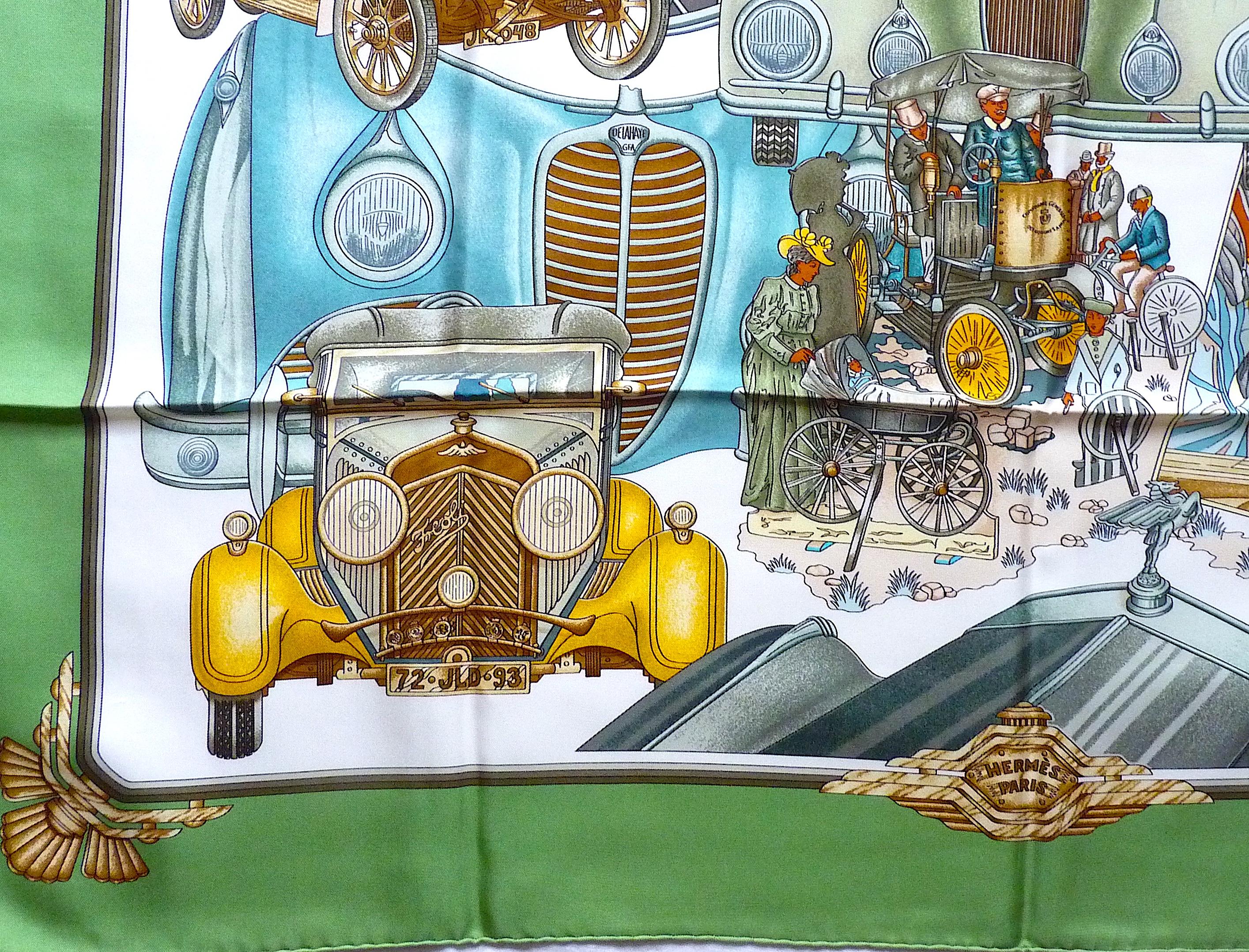 HERMES Scarf Automobile By Joachim Metz in Original Box, Issued in 1995 4