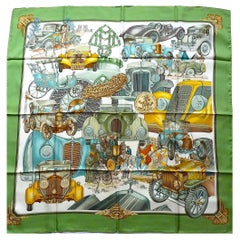 HERMES Scarf Automobile By Joachim Metz in Original Box, Issued in 1995