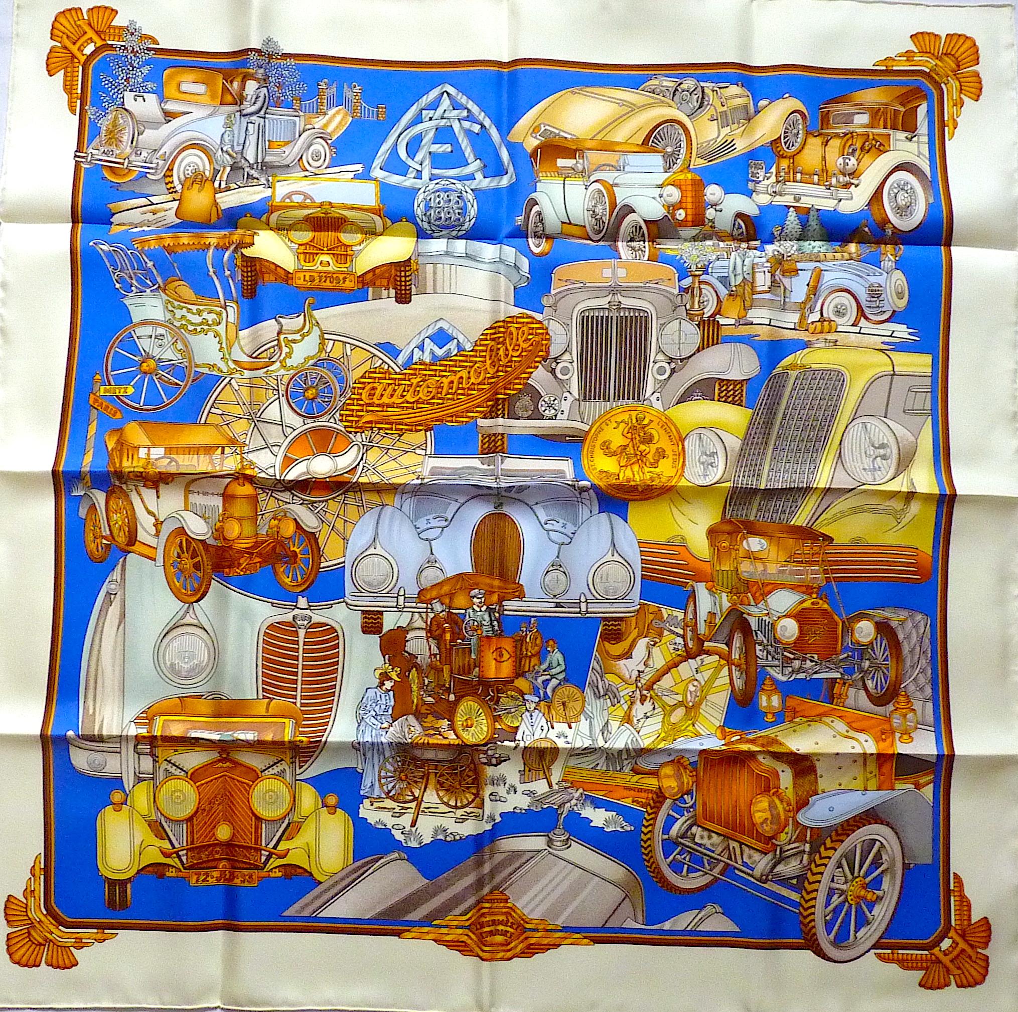 Hermes Scarf Automobile Rare Special Edition for Automobile Club de France NIB In New Condition For Sale In CHAMPEAUX-SUR-SARTHE, FR