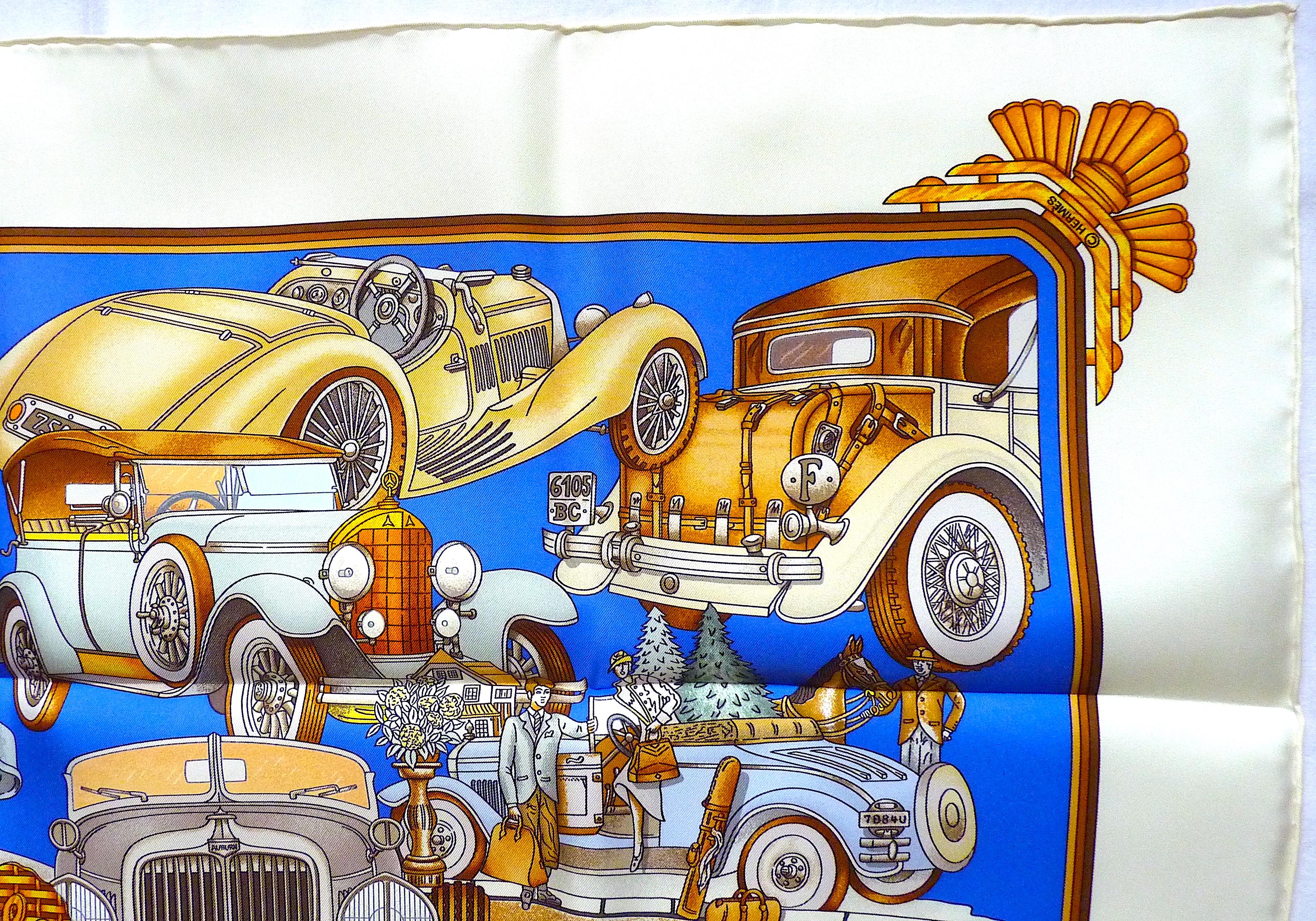 Foulard Hermes Automobile Rare Edition Spéciale pour l'Automobile Club de France NIB en vente 5