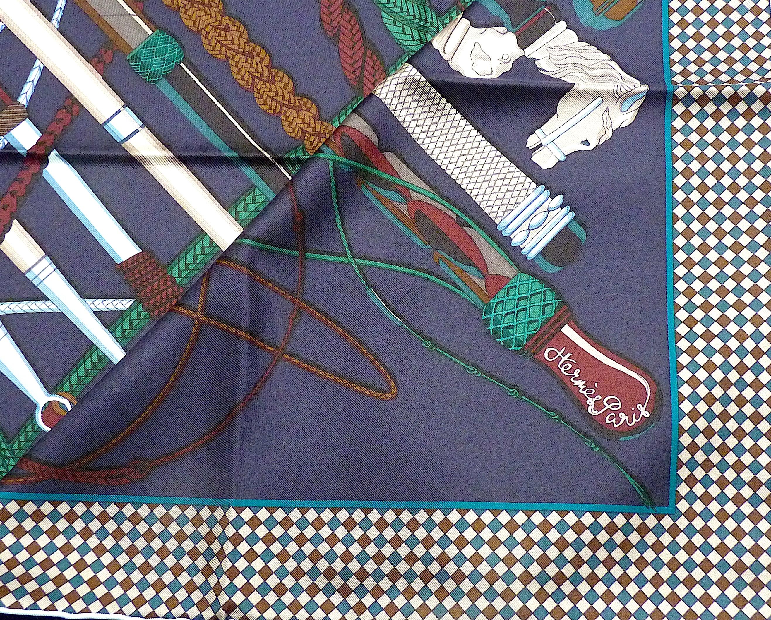 da uomo o donna Sciarpa HERMES BNIB 90 cm Silk Twill Fouets et Badines by Virginie Jamin in vendita