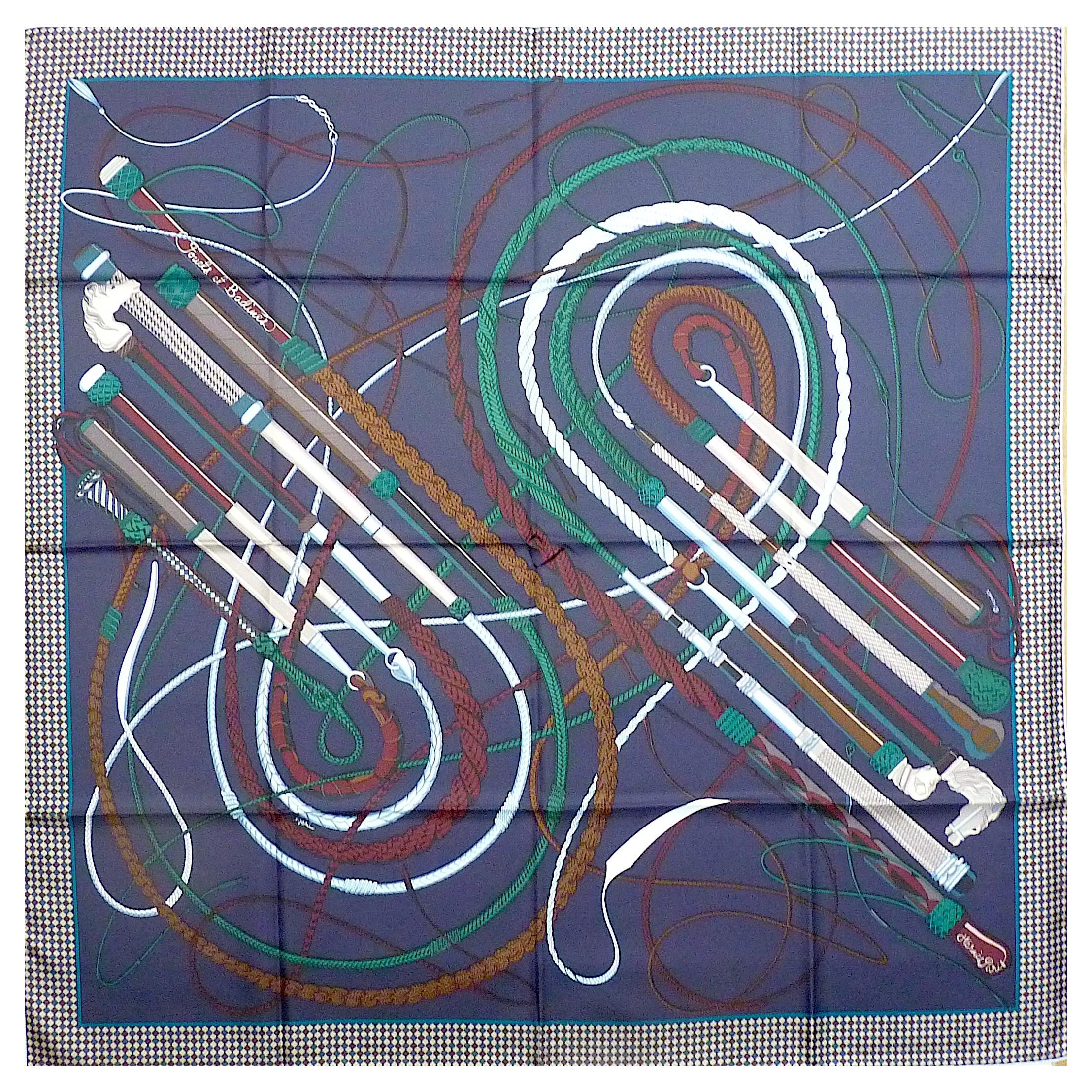 Sciarpa HERMES BNIB 90 cm Silk Twill Fouets et Badines by Virginie Jamin in vendita