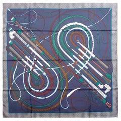 HERMES Schal BNIB 90 cm Seidenköper Fouets et Badines von Virginie Jamin