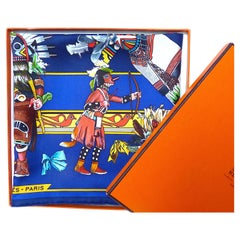 Hermes Scarf BRAND NEW w Hermes Box "Kachinas" by Kermit Oliver 1992