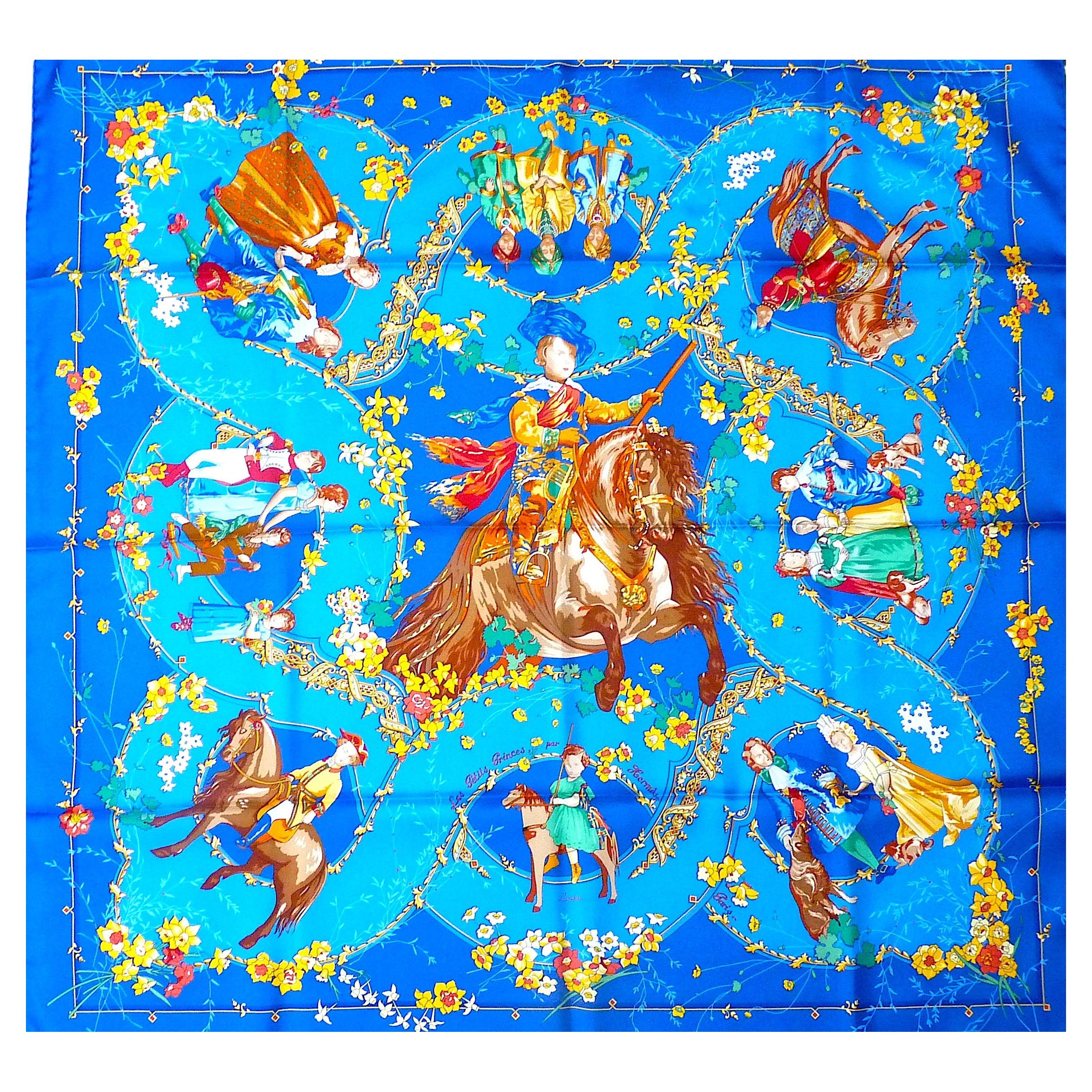 Bufanda Hermes NUEVA CON ESTUCHE Hermes Les Petits Princes de C. Baschet Azul
