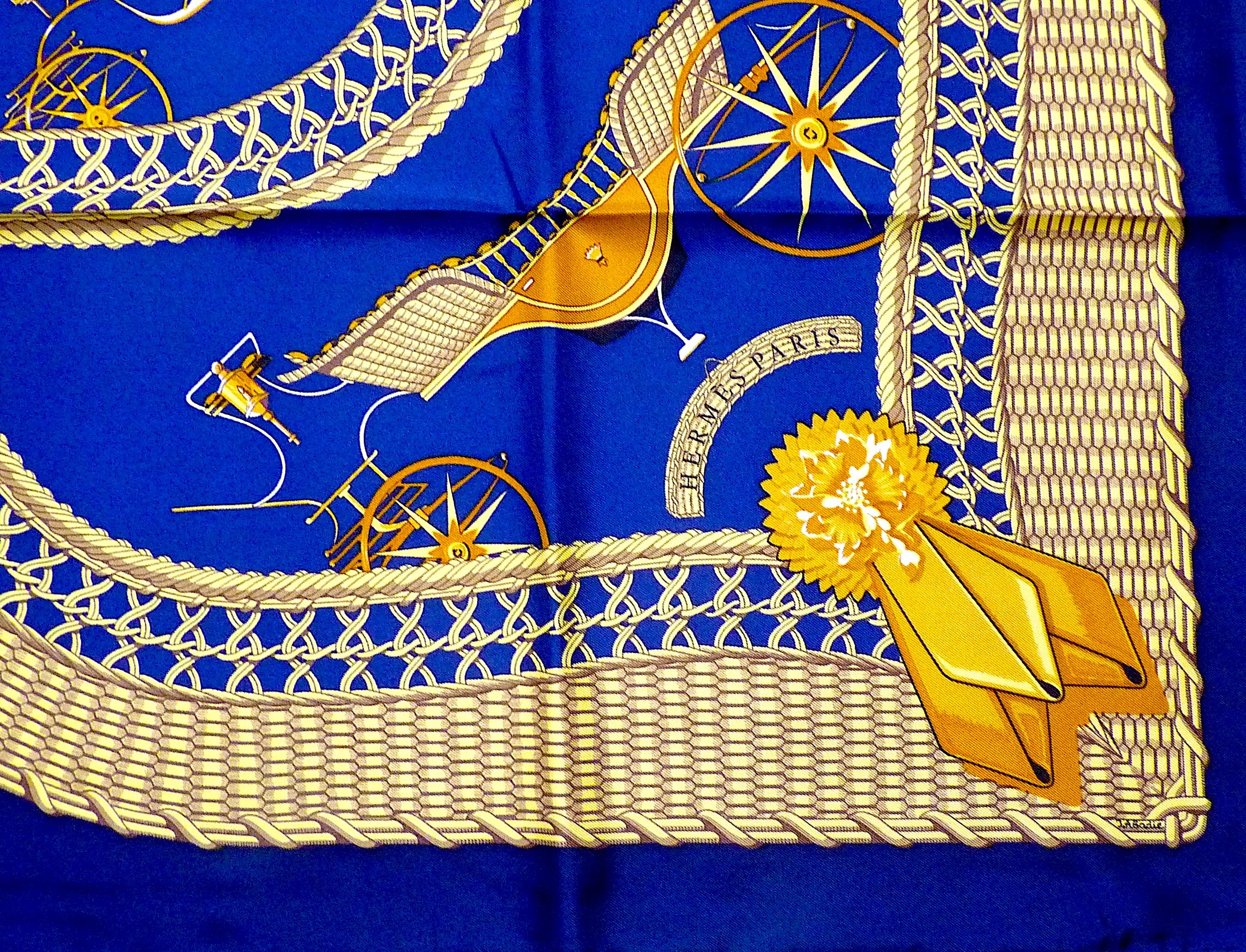 Women's or Men's Hermes Scarf BRAND NEW with Hermes Packaging Voitures Paniers by Julie Abadie For Sale