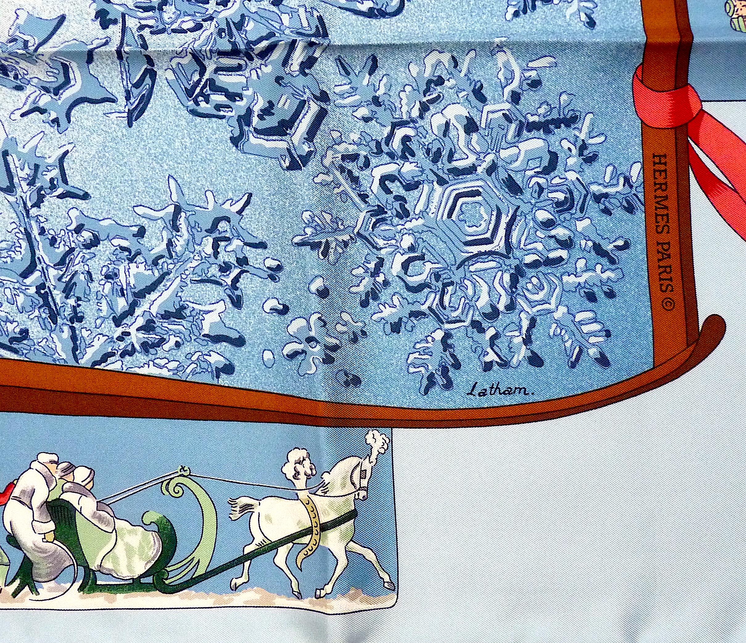 Blue Hermes Scarf BRAND NEW with Hermes Packaging Voitures Paniers by Julie Abadie
