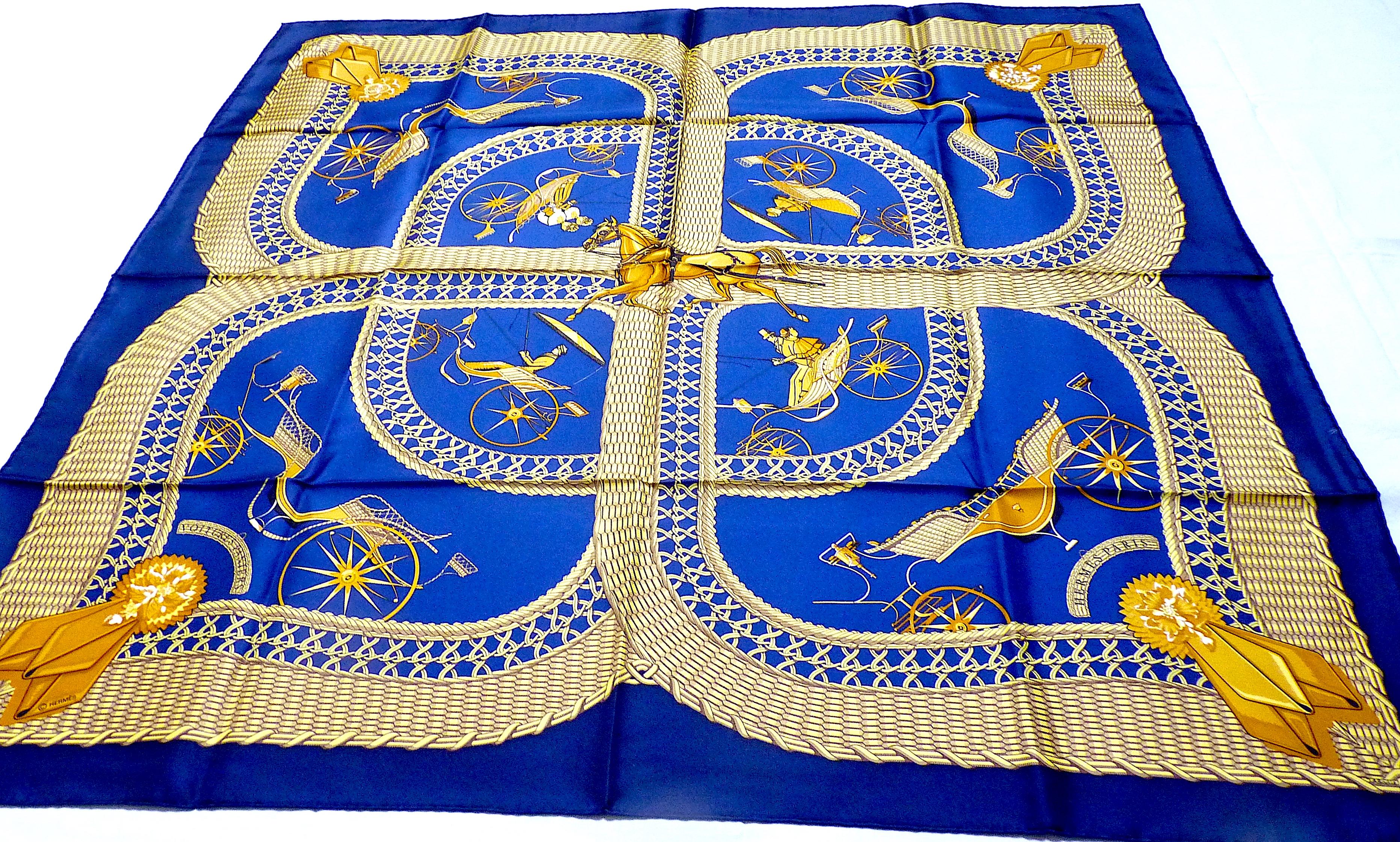 Hermes Scarf BRAND NEW with Hermes Packaging Voitures Paniers by Julie Abadie For Sale 1