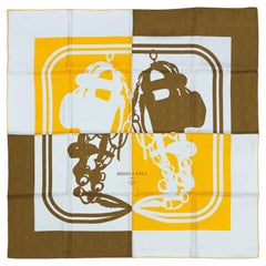 Hermes Scarf - Bride De Gala Quadri Tattoo - Jacquard Yellow White brown