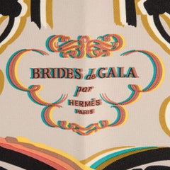 Hermes Scarf Brides de Gala Shadow 45 Beige / Ebene /Jaune / Citron Silk Twill