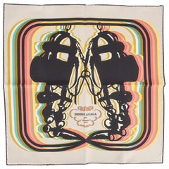 Hermes Scarf Brides de Gala Shadow 45 Beige / Ebene /Jaune / Citron Silk Twill