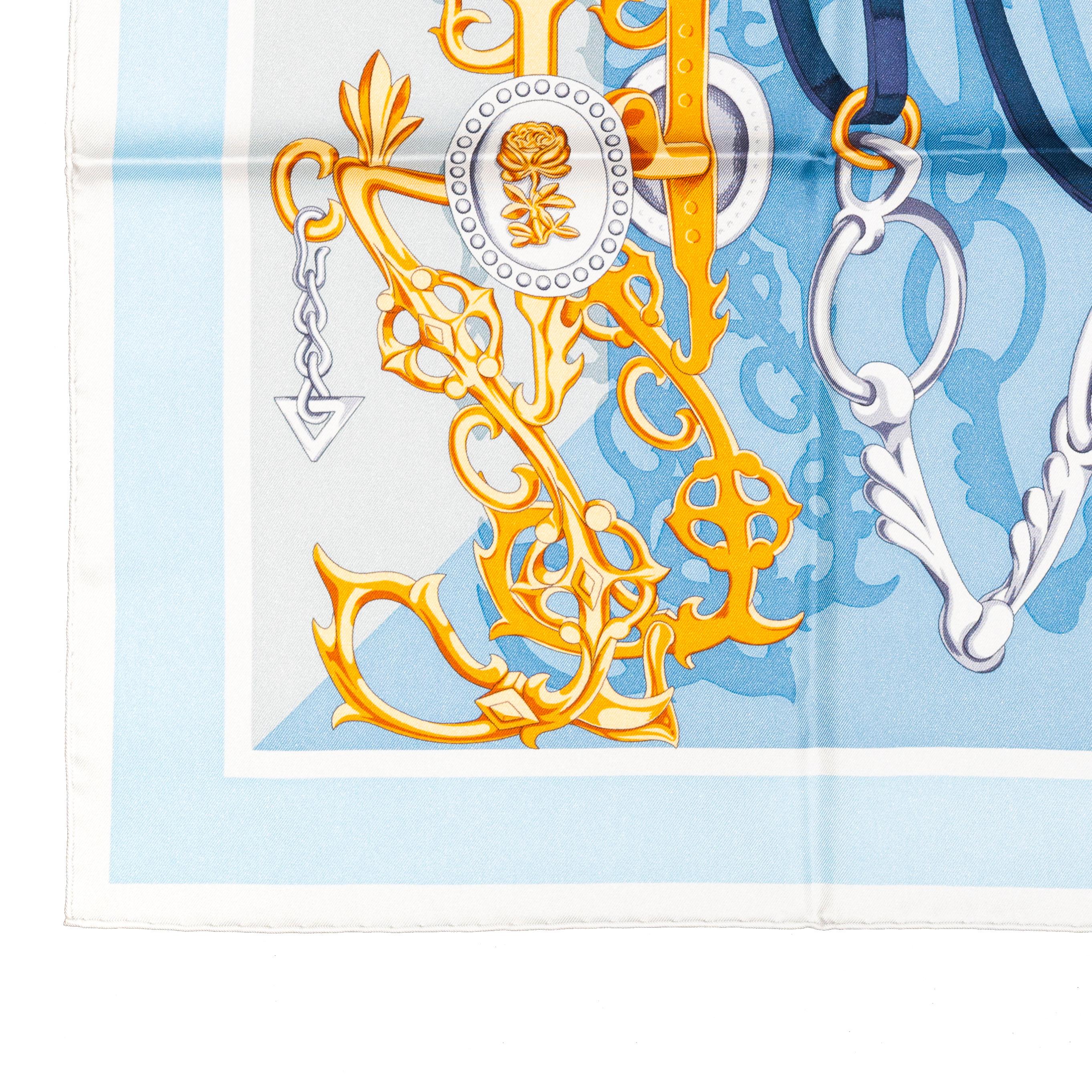 Sciarpa Hermes - Brides et Destin - Bleu Jean Modore - Nuova etichetta del negozio in vendita 6
