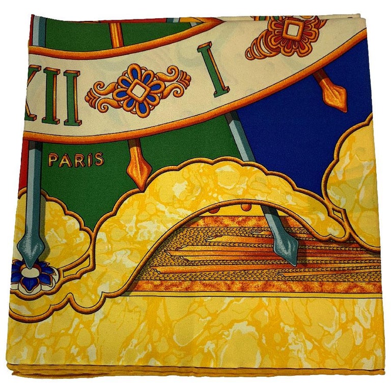 HERMES Scarf 'Carpe Diem' in Multicolored Silk at 1stDibs