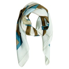 Used Hermès Scarf Carre 90 Perspective Sky Blue