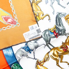 Hermes Scarf Cavalcades – Caramel – Rouge – Vert - New Store Tag
