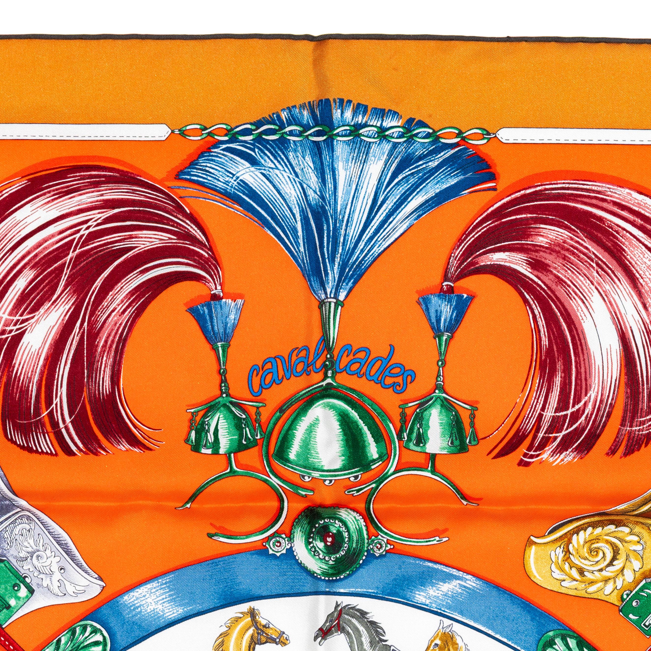 Hermes Bufanda Cavalcades - Caramel - Rouge - Vert - Nueva Etiqueta de la Tienda en Nuevo estado para la venta en Ottawa, CA