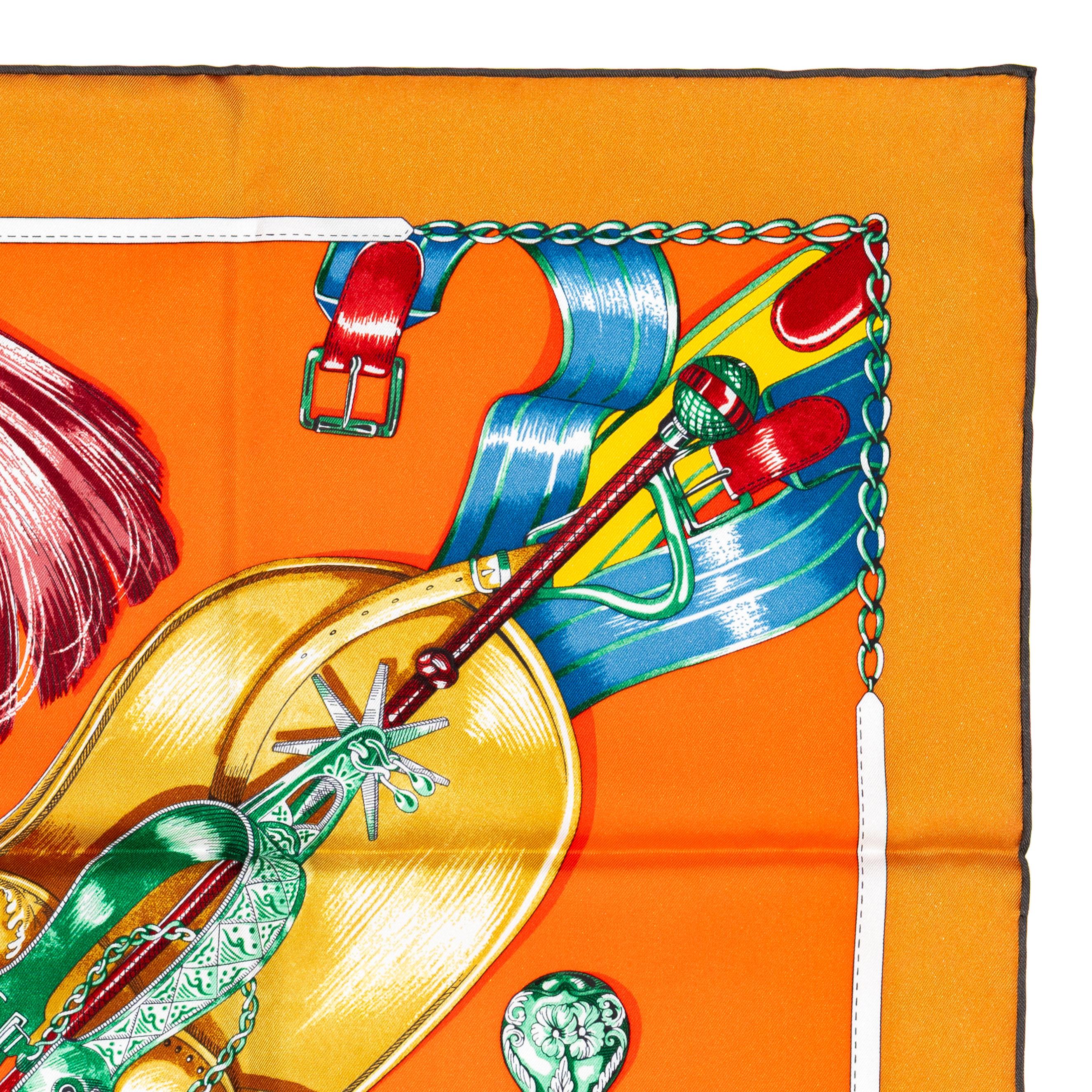 De las mujeres Hermes Bufanda Cavalcades - Caramel - Rouge - Vert - Nueva Etiqueta de la Tienda en venta