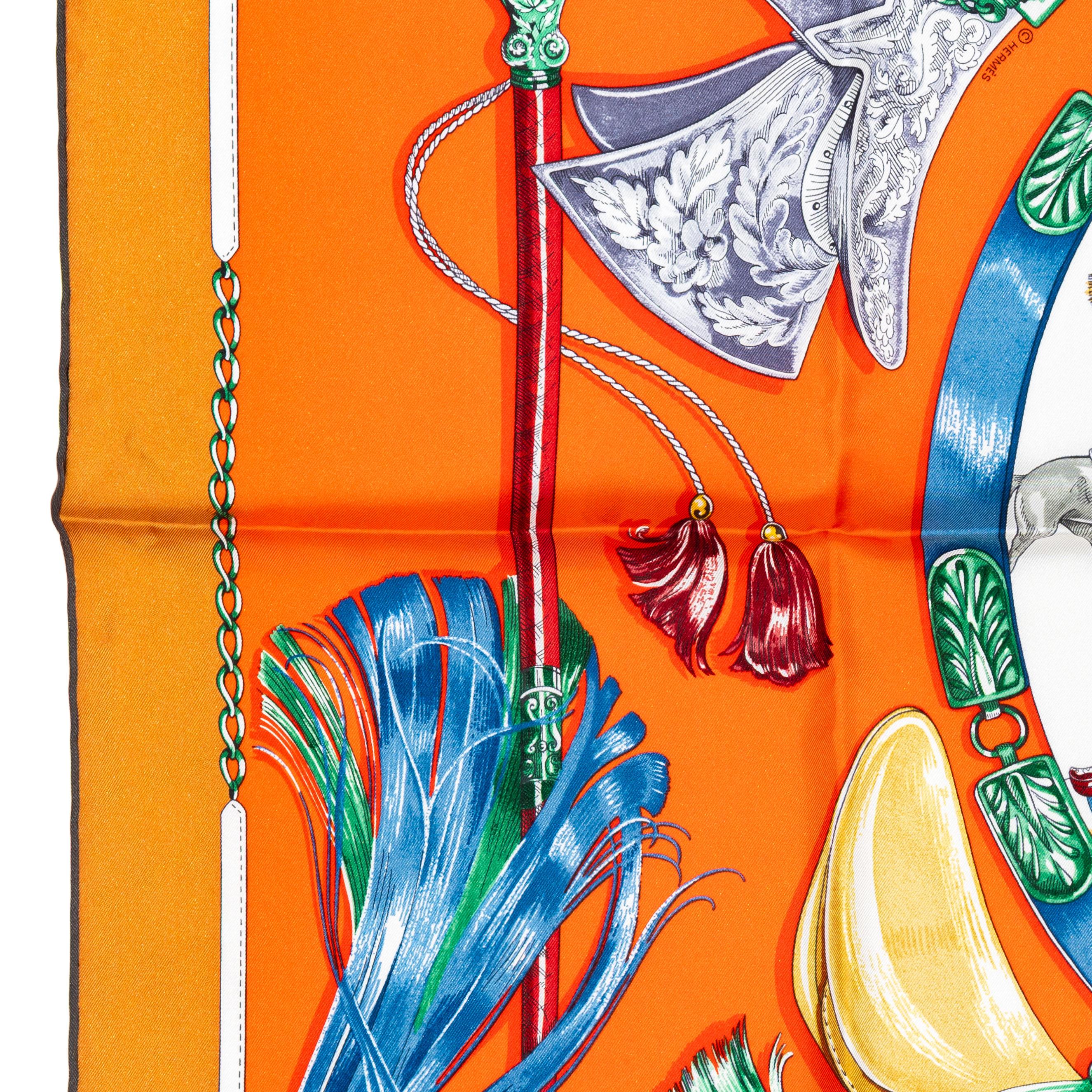 Hermes Bufanda Cavalcades - Caramel - Rouge - Vert - Nueva Etiqueta de la Tienda en venta 1