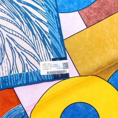 Hermes Scarf Cavalier en Formes – Bleu Moyen – Orange - New Store Tag