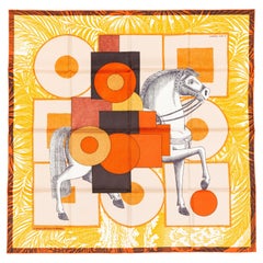 Hermes Echarpe Cavalier En Formes - Camel Orange Brique - New Store Tag
