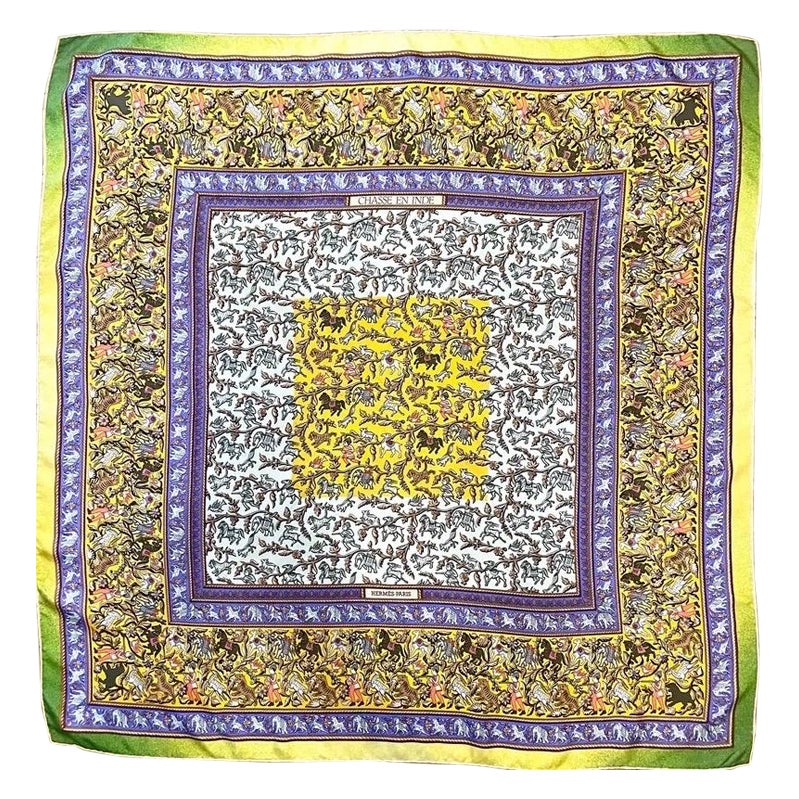 Hermès scarf « CHASSE en INDE » Duchêne Michel 2008 en vente