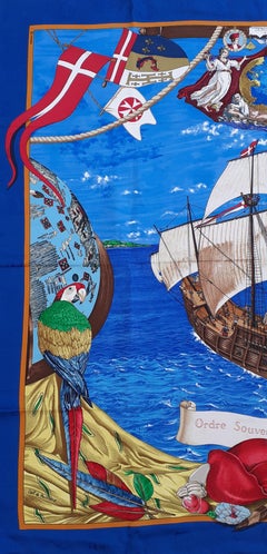 Hermès Scarf Christophe Colomb Decouvre l'Amerique Ordre Souverain de Malte 90cm