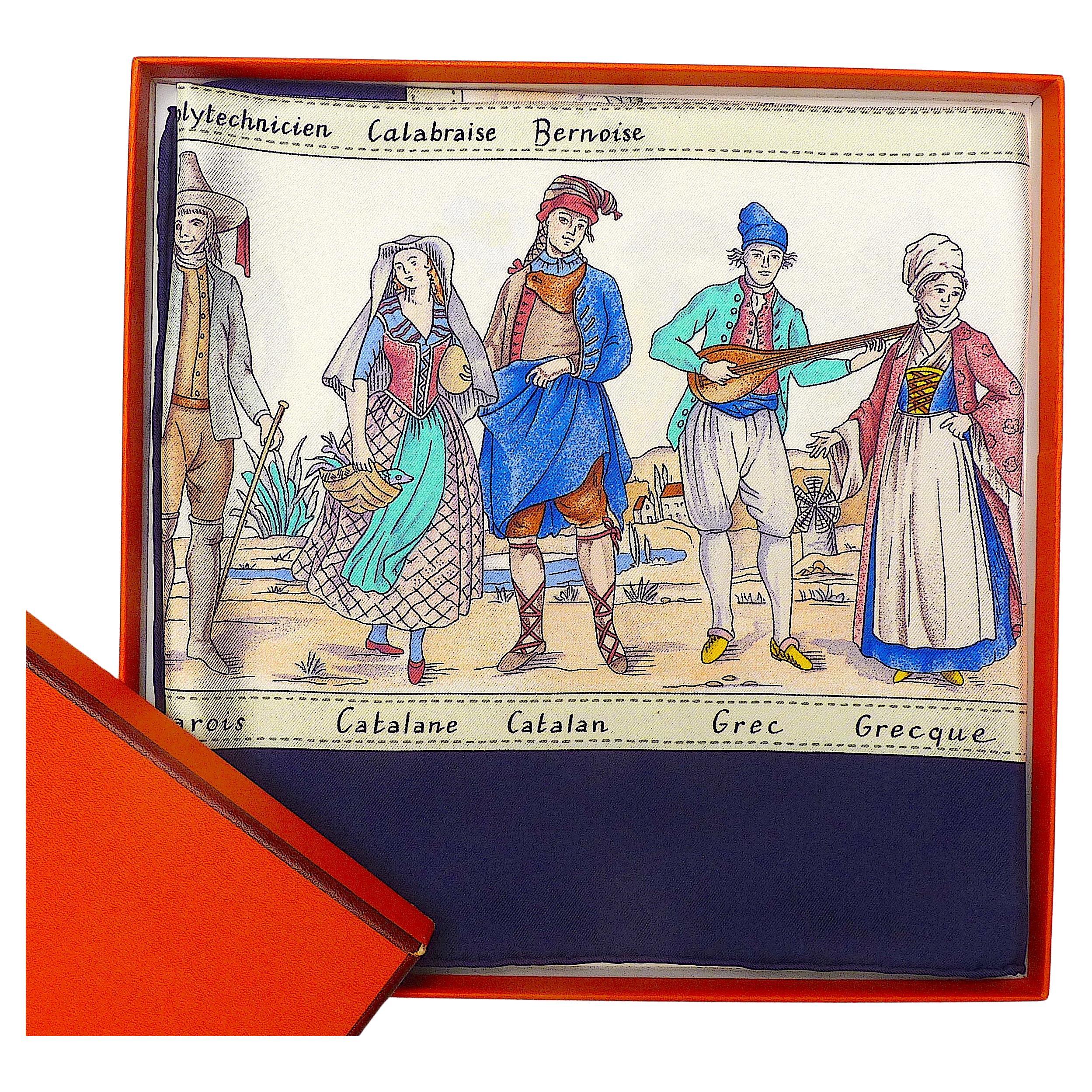 Foulard Hermes "Costumes Civils Actuels" Edizione Speciale per l'Ecole Polytechnique in vendita