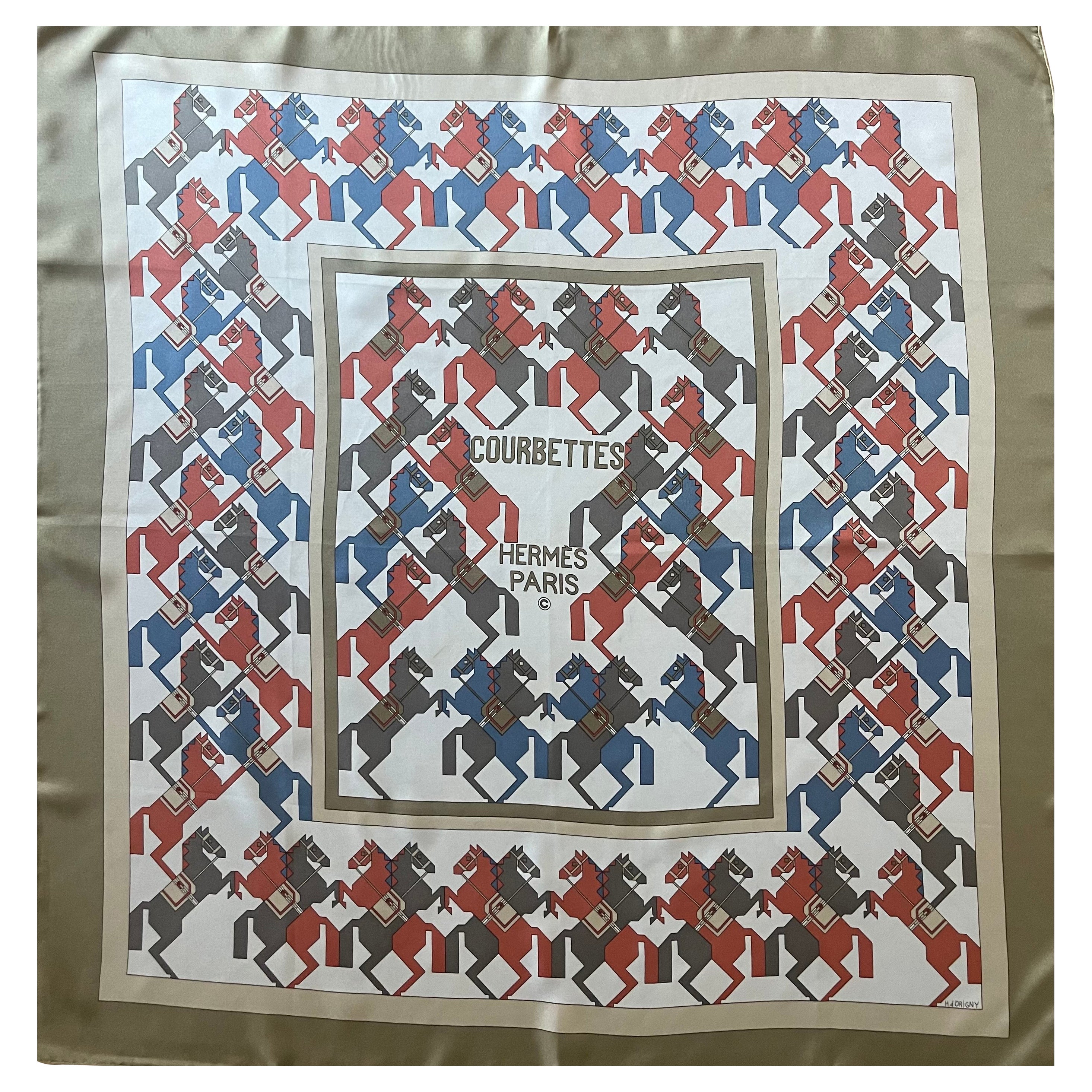 Foulard Hermès "Courbettes" 1985 en vente