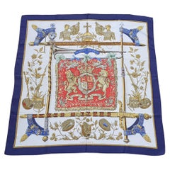 Hermès Scarf Dieu et Mon Droit The Queen's Silver Jubilee 1977 Elizabeth II RARE