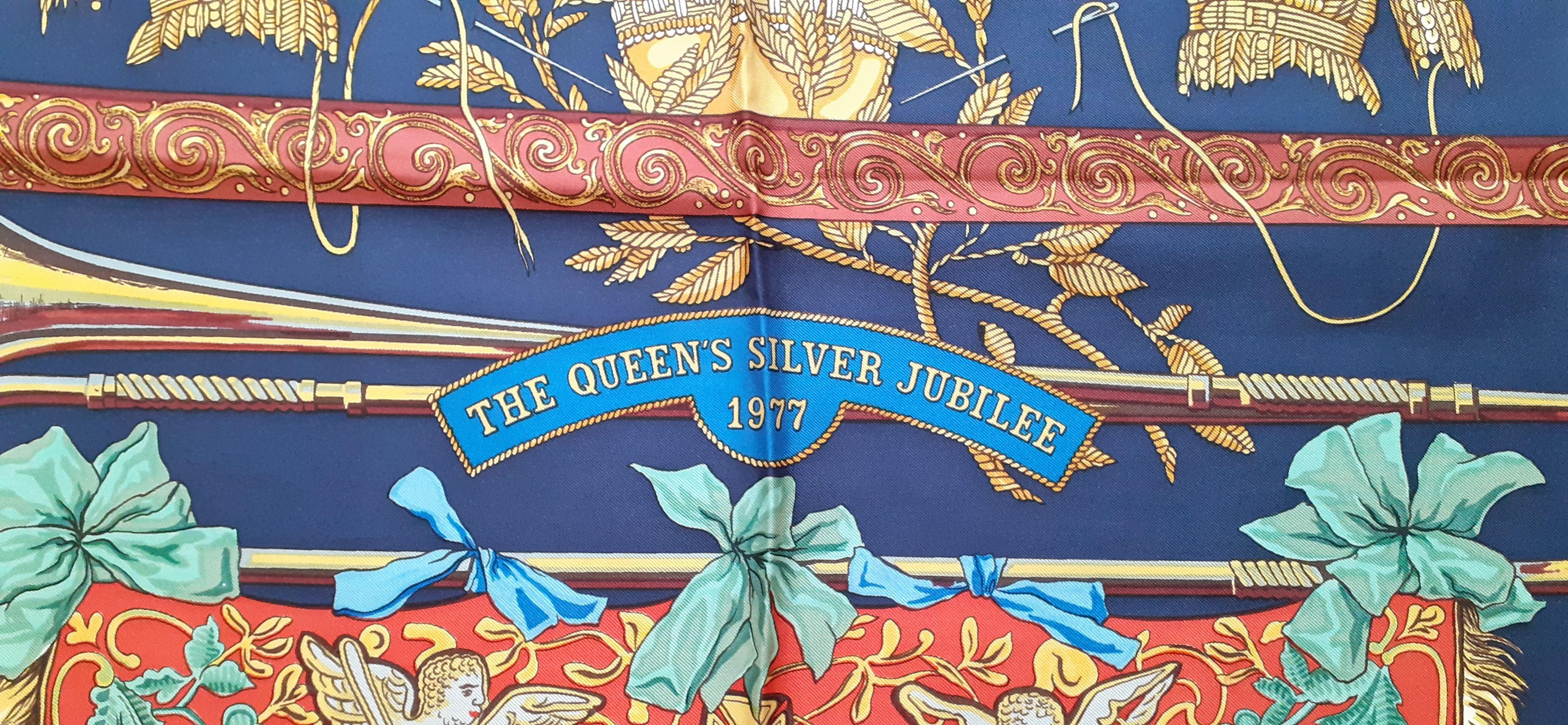 Hermès Scarf Dieu et Mon Droit The Queen's Silver Jubilee 1977 Elizabeth II UK For Sale 2