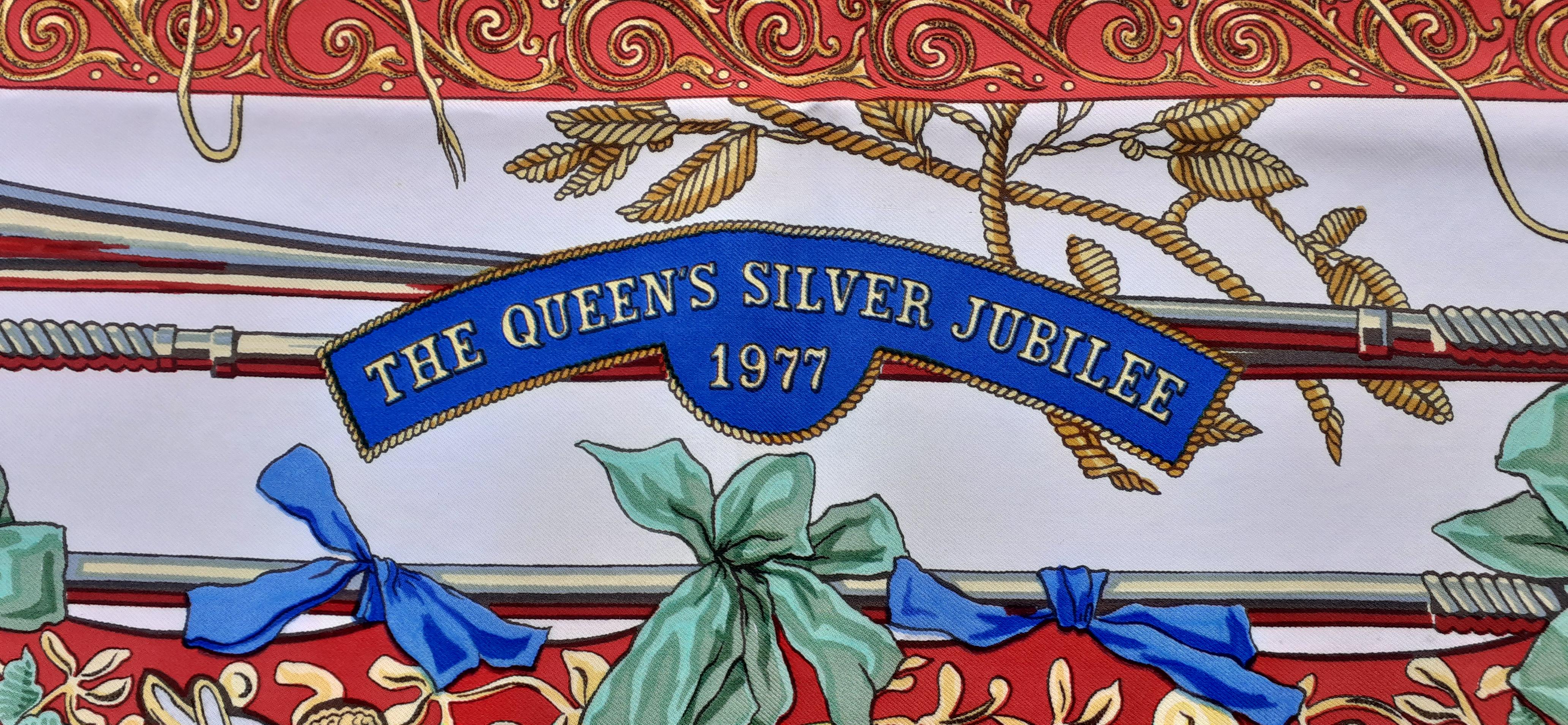 Hermès Scarf Dieu et Mon Droit The Queen's Silver Jubilee 1977 London UK Rare 4