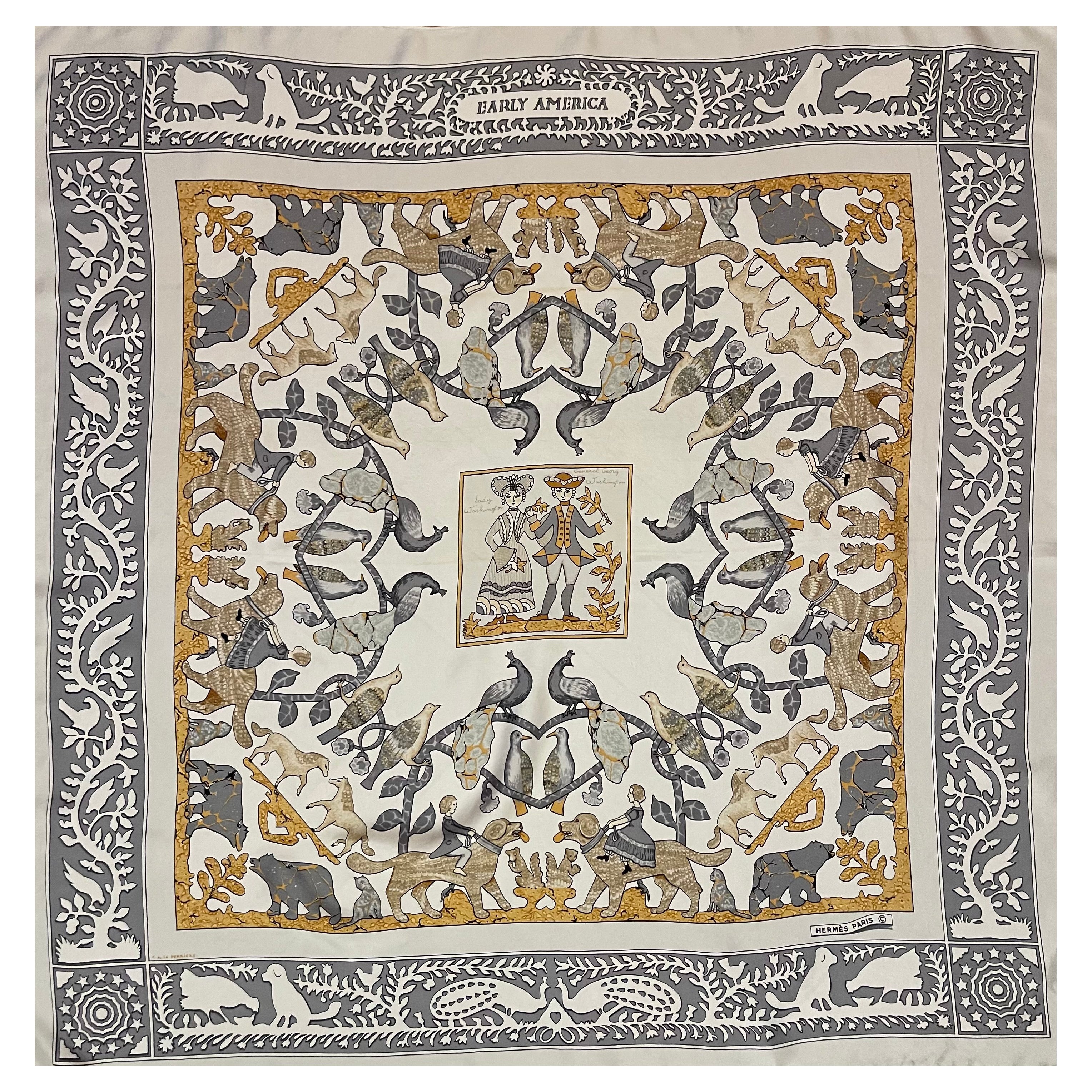 Foulard Hermès "Early America" 1984