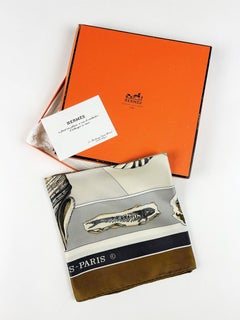 Foulard Hermès intitulé Géologie par Loïc Dubigeon avec sa boîte Circa 1980