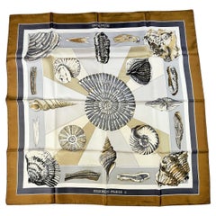 Hermès Scarf entitled Géologie by Loïc Dubigeon with its box Circa 1980