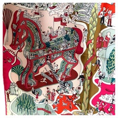 Hermes Scarf Exposition Universelle Silk 90cm Rose Vif Pink Green New