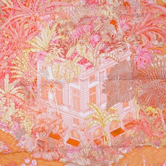 Hermes Scarf Faubourg Tropical Orange/ Mangue / Rose 90 Silk New w/Box